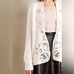 Anthropologie Caserta Cardigan cream white with lace - Sleeping On Snow